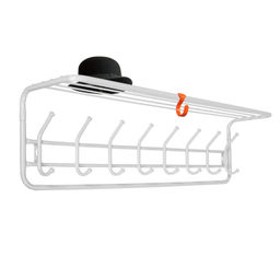 Вешалка настенная металл. с полкой 100см (8 рожков, белое серебро/белый)