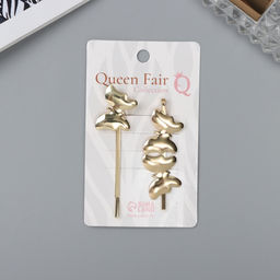 Невидимки для волос «Бенте», набор 2 шт., бабочка, 6 см, золото