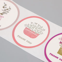 Наклейка бумага Благодарность. Цветы в вазе, d=2.5 см, 120 шт. в рулоне, 5.7?5.7?6 см