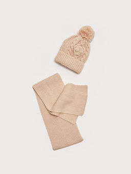 Kendinden Desenli K?z ?ocuk Bere ve Atk? 2li