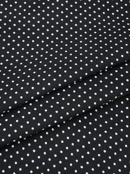 Микровельвет Белый горох (3мм) на черном, ш.1.5м, хлопок-100%, 130гр/м.кв - Купава фото 6