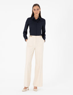Lacivert Comfort Fit Saten G_mlek