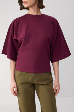 Wardrobe Essentials-Ekru Genis Kal?p Yarasa Kol %100 Pamuk Orme T-Shirt TWOSS26TS00047 - Trendyolmilla фото 12