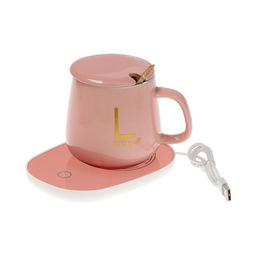 Кружка с подогревом LSK-1501, подставка, от USB, 16 Вт, розовая