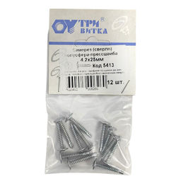 Саморез полусфера-прессшайба (сверло) 4,2х25мм (12шт.)