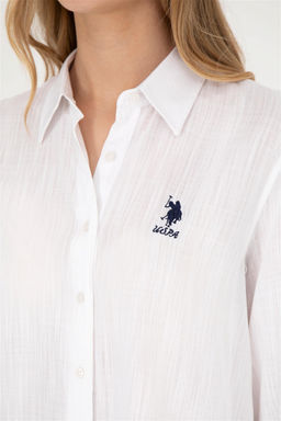 Женская белая рубашка с длинным рукавом - U.s. polo assn фото 7