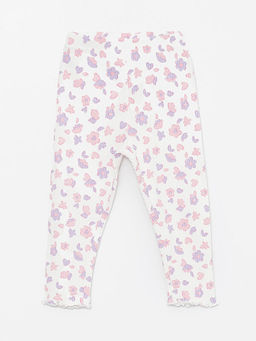 Beli Lastikli ?i?ekli K?z Bebek Tayt Pantolon