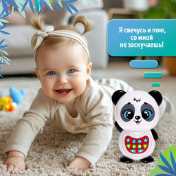 Музыкальная игрушка Любимый дружок: Панда, звук, свет, цвет белый - Zabiaka фото 6