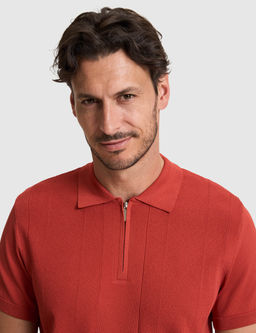 Kiremit Slim Fit Polo Yaka Fermuarl_ Triko Ti__rt