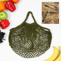 Сумка-авоська плетёная, клетка 1.5 см, зелёная