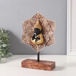 Фигурка полистоун «Медитация Будды в цветке», под золото, 5.5×13.2×23 см