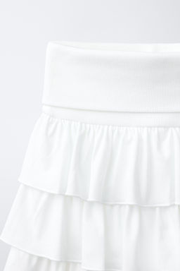 FALDA BERMUDA VOLANTES RAYAS / Blanco