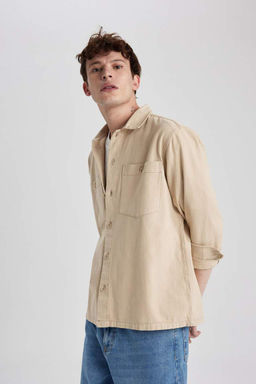 Хлопковая рубашка с длинными рукавами Relax Fit - Defacto фото 6