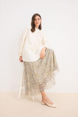 Pilise Desenli Sifon Maxi Etek
