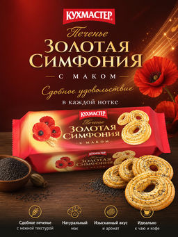 Печенье Кухмастер Золотая симфония с маком сдобное 230 г