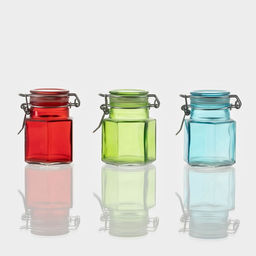 Цена за 2 шт. Банка для хранения сыпучих «Грани», 100 мл, 5.5×8 см, с бугельным замком, стекло, цвет МИКС