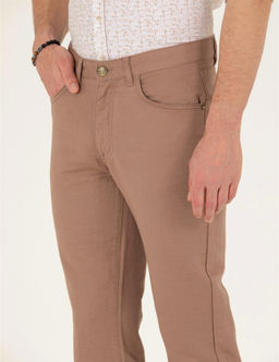 Vizon Slim Fit Keten Kar___ml_ Kanvas Pantolon