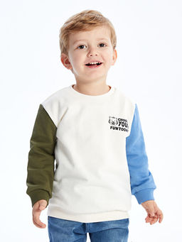 Bisiklet Yaka Uzun Kollu Bask?l? Erkek Bebek Sweatshirt