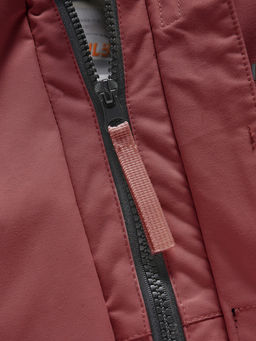 Парка зимняя подростковая для девочки с капюшоном и мехом бордового цвета 9534Bo