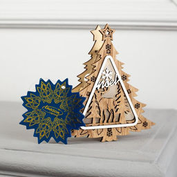 Ёлочная игрушка Ёлочка с оленем, 11х11х2 см, от батареек, свечение тёплое белое - Luazon lighting фото 6