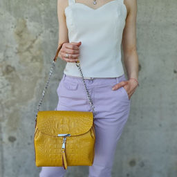 Женская кожаная сумка через плечо под крокодила 0112-11