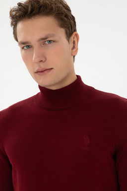 Erkek Slim Fit Yar_m Bo_azl_ Bordo Basic Kazak - U.s. polo assn фото 2