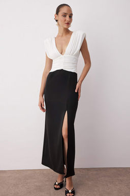Siyah-Beyaz Renk Bloklu Maxi Boy Elbise TPRSS25EL00315 - Trendyolmilla фото 2