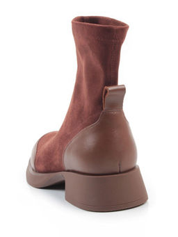 01-H24B-34HJ BROWN Ботинки демисезонные женские (натуральная кожа, велюр)