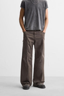 STITCHED WASHED-EFFECT TROUSERS - Zara фото 2