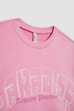 Укороченный свитшот с круглым вырезом с принтом для девочек, майка с ремешками, комплект из 2 предметов - Defacto фото 8