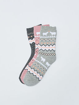 Desenli Kad?n Soket ?orap 3l?