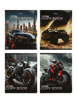 Комплект 12 тетрадей, 48 листов, клетка, 60гр, 4 вида, Автомото,софтач с выборочным уф-лаком   10968