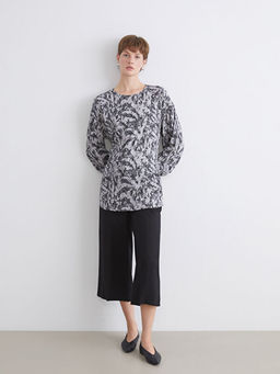 Bisiklet Yaka Desenli Bluz