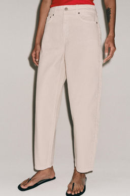 JEANS ZW COLLECTION TAPERED TIRO MEDIO / Blanco / Rosa - Zara фото 2