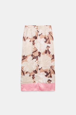 FLORAL PRINT SATIN MIDI SKIRT - Zara фото 7