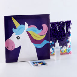 Аппликация помпошками Единорог размер 20 20 см, клей 30 мл