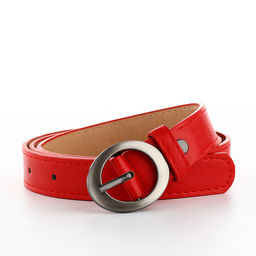 Ремень женский тонкий с винтом, 110×2 см, пряжка тёмный металл, красный