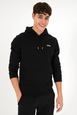 Erkek Kap__onlu Siyah Basic _ardonlu Sweatshirt