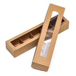 Коробка для 5 конфет, с окном, с тонкими разделителями, крафт 21×5×3.3 см