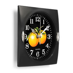 Часы настенные для кухни «Фрукты», для дома и дачи, 15×15 см, d=13 см, чёрные