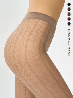 Колготки VIVA VENICE 70 (60/10)(жаккард микрофибра) - cappuccino - Minimi фото 3