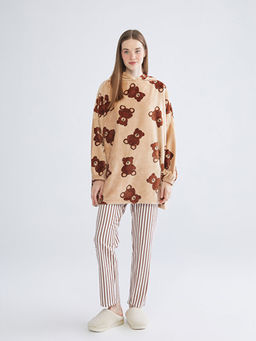 Kap??onlu Oversize Kad?n Pel?? Pijama ?st?