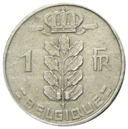 Монета 1 франк 1955 года Бельгия  Надпись на французском (BELGIQUE)