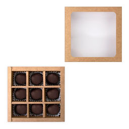 Коробка складная под 9 конфет, крафт, 13,8 х 13,8 х 3,8 см