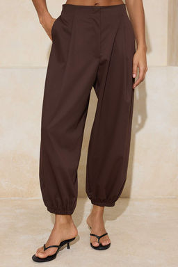 Koyu Kahverengi Poliviskon Dokuma Salvar Pantolon TWOSS26PL00039 - Trendyolmilla фото 3