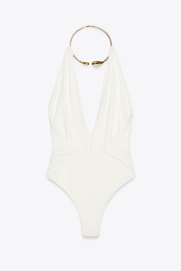 HALTER SWIMSUIT WITH METAL COLLAR - Zara фото 6