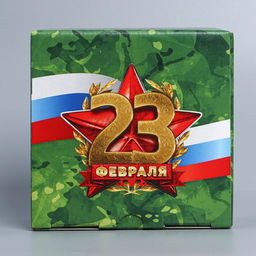 Коробка подарочная сборная, упаковка, «23 февраля», 15×15×7 см