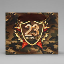 Цена за 2 шт. Пакет подарочный ламинированный, упаковка, «С 23 февраля», S 15×12×5.5 см