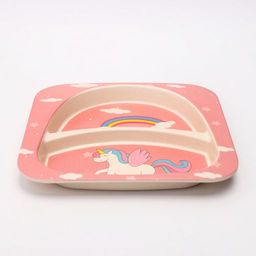 Набор бамбуковой посуды Единорог, тарелка, миска, стакан, приборы, 5 предметов - Крошка я фото 4