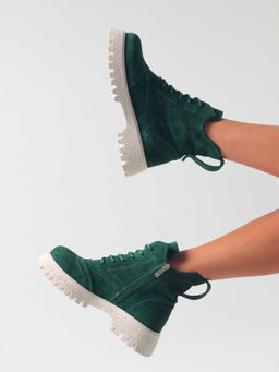 Ботинки 338.1541be. Зеленый замша/Шерсть